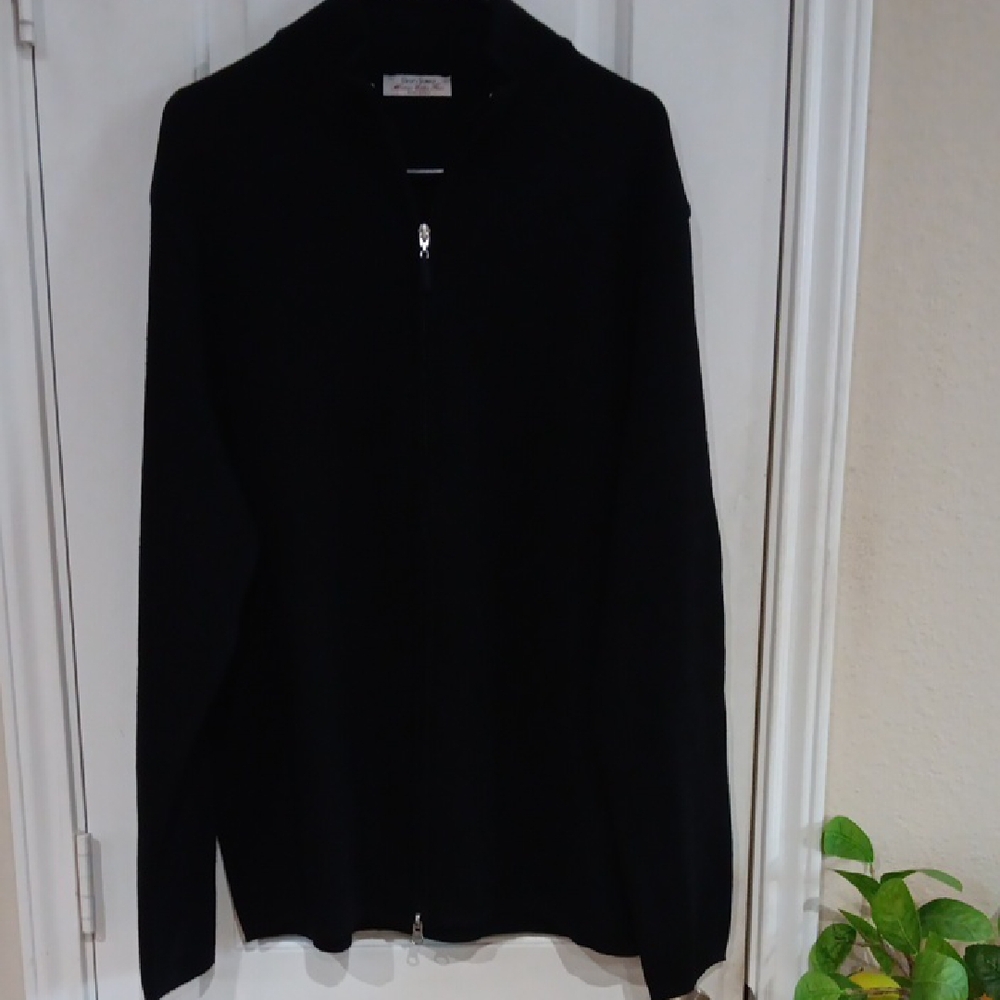 Gran Sasso MERINO EXTRA FINE Men's Black Zip-Up Sweater